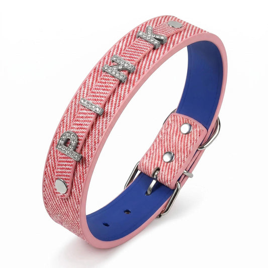 Personalized Pet Collar with Rhinestone Letters β Pink