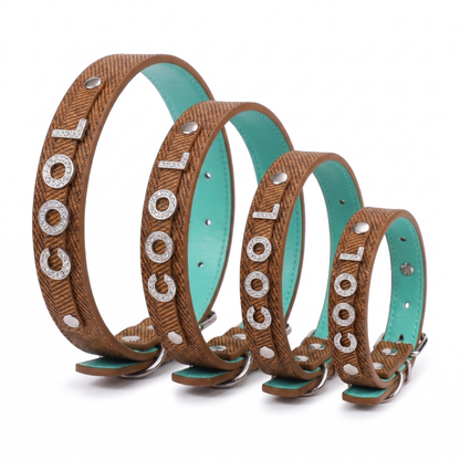 Personalized Pet Collar with Rhinestone Letters – Brown