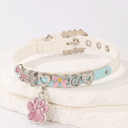 Bling Rhinestone Letter Charm Pet Collar – Cute Dog & Cat Collar