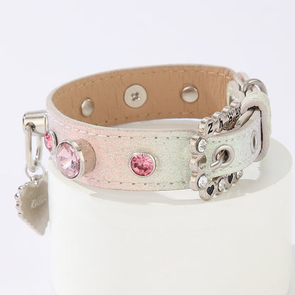 Glitter Rhinestone Heart Charm Pet Collar – Bling Dog & Cat Collar