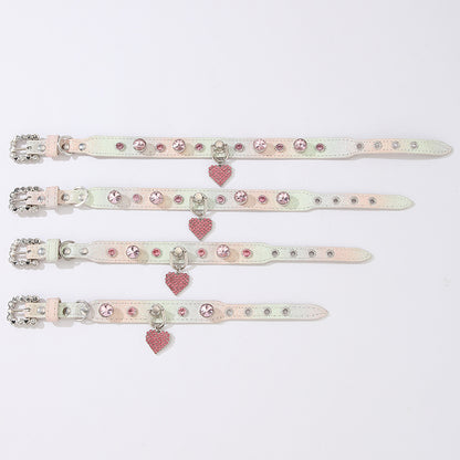 Glitter Rhinestone Heart Charm Pet Collar – Bling Dog & Cat Collar
