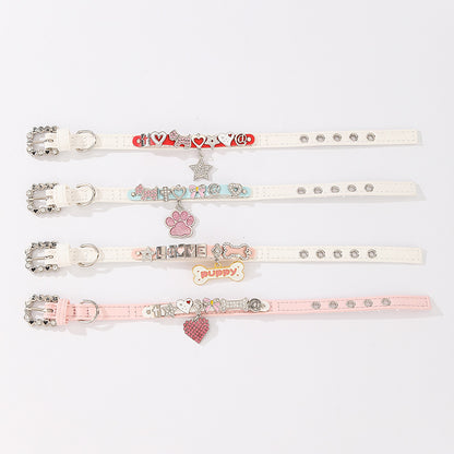Bling Rhinestone Letter Charm Pet Collar – Cute Dog & Cat Collar