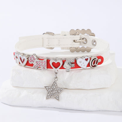 Bling Rhinestone Letter Charm Pet Collar – Cute Dog & Cat Collar