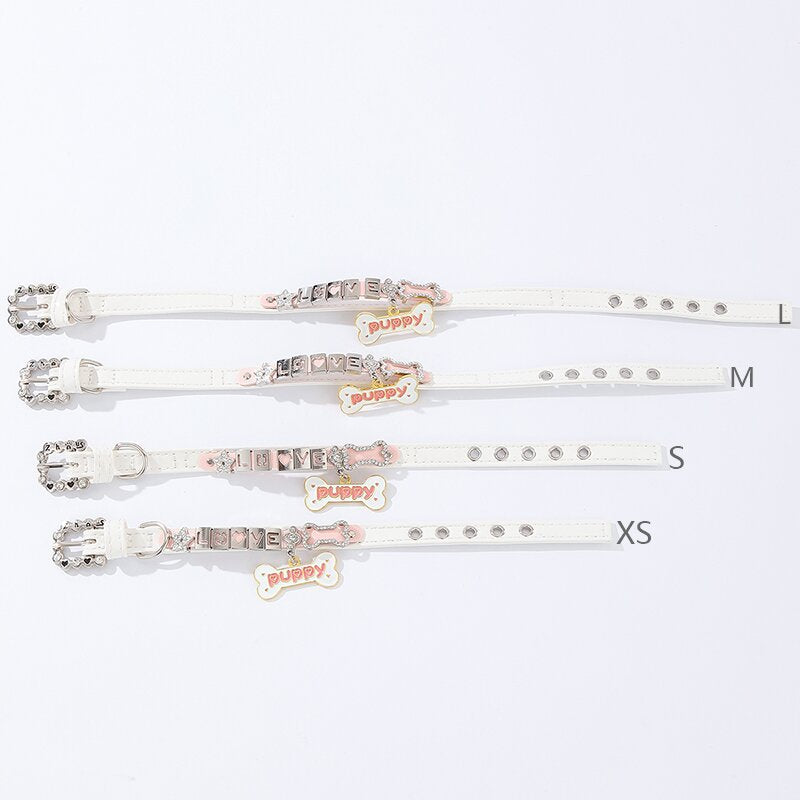 Bling Rhinestone Letter Charm Pet Collar – Cute Dog & Cat Collar