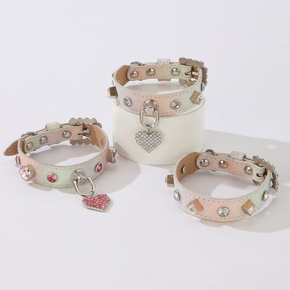 Glitter Rhinestone Heart Charm Pet Collar – Bling Dog & Cat Collar