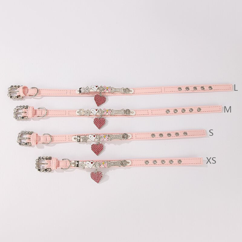 Bling Rhinestone Letter Charm Pet Collar – Cute Dog & Cat Collar