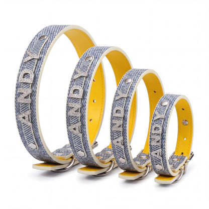 Personalized Pet Collar with Rhinestone Letters – Silver