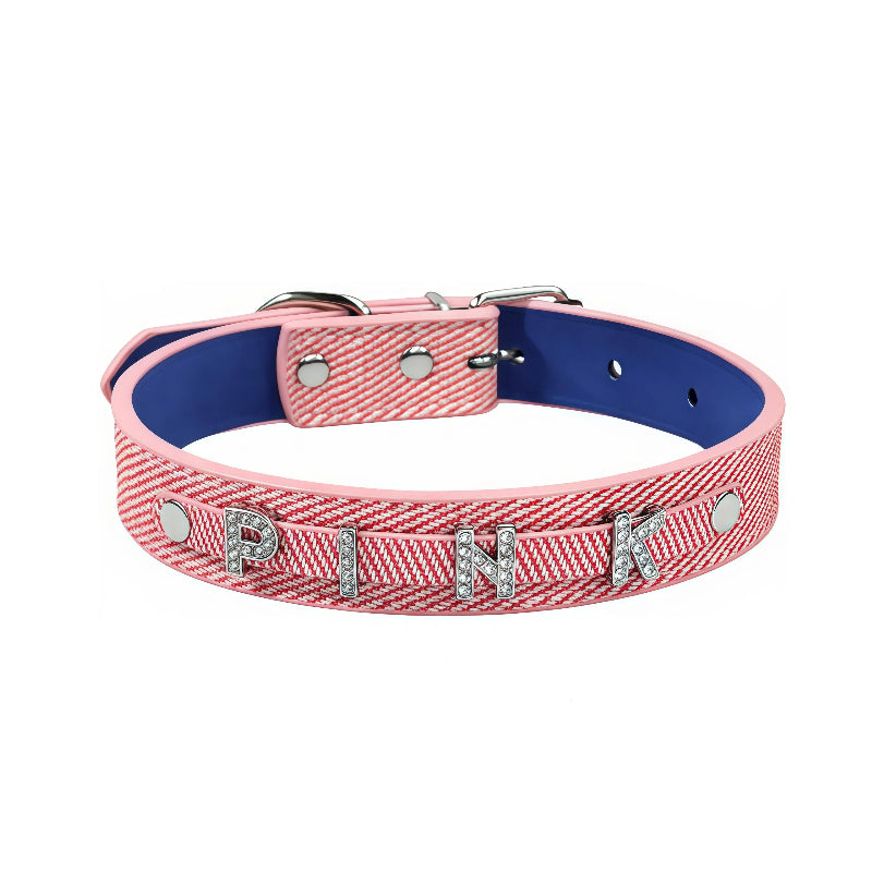Personalized Pet Collar with Rhinestone Letters – Pink