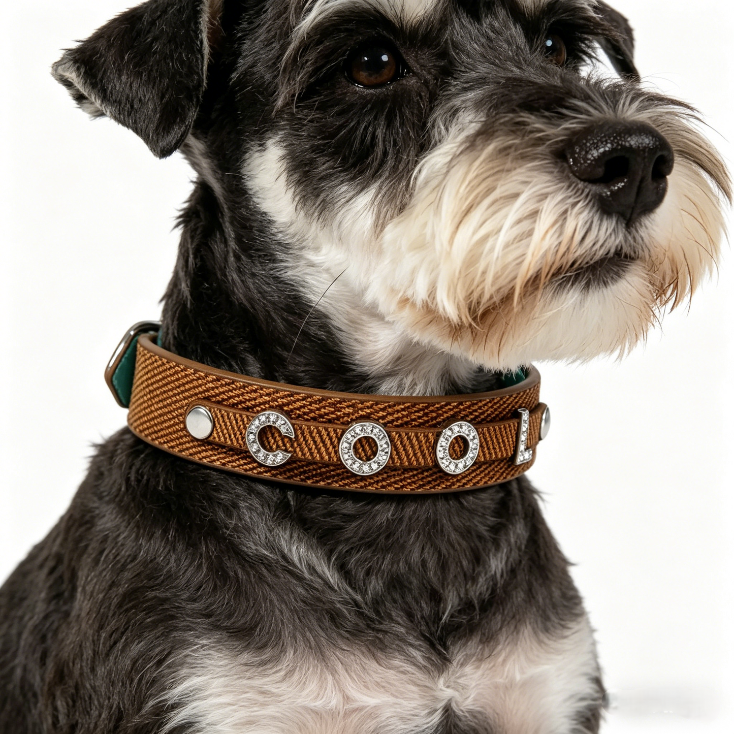 Personalized Pet Collar with Rhinestone Letters – Brown