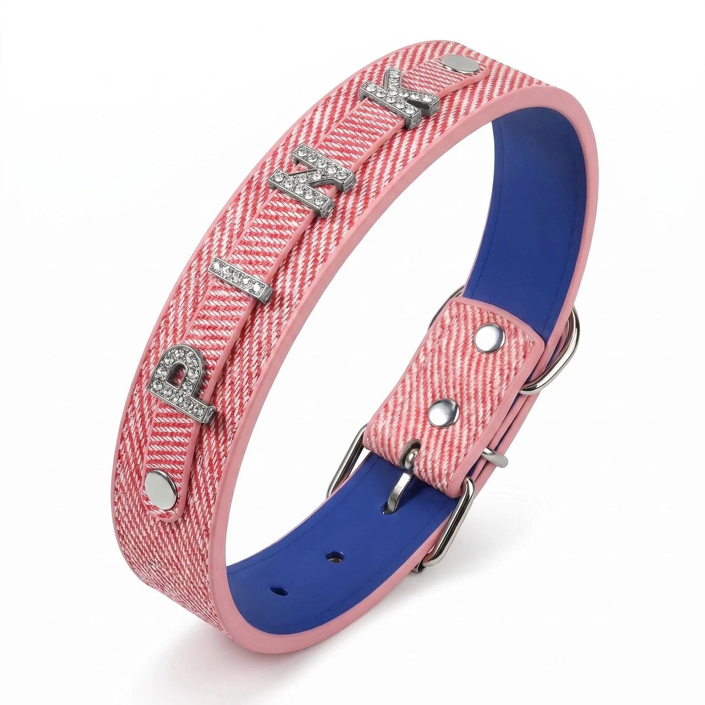 Personalized Pet Collar with Rhinestone Letters – Pink