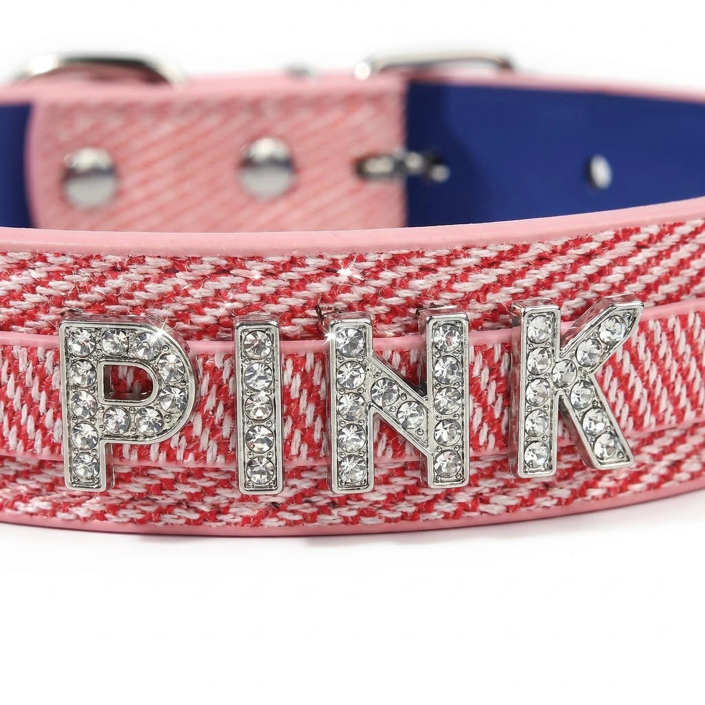 Personalized Pet Collar with Rhinestone Letters – Pink