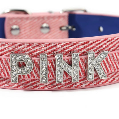 Personalized Pet Collar with Rhinestone Letters – Pink