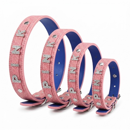 Personalized Pet Collar with Rhinestone Letters – Pink