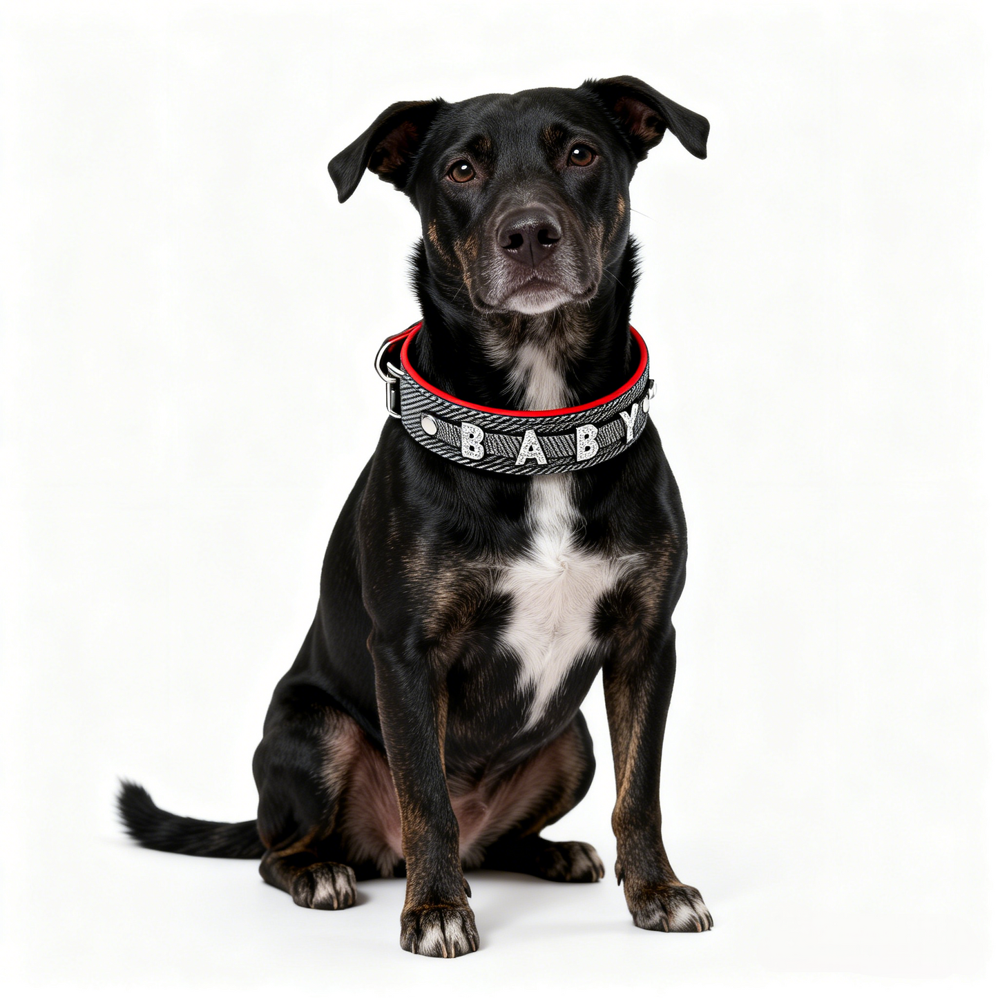 Personalized Pet Collar with Rhinestone Letters – Gray