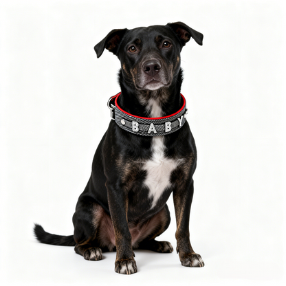 Personalized Pet Collar with Rhinestone Letters – Gray
